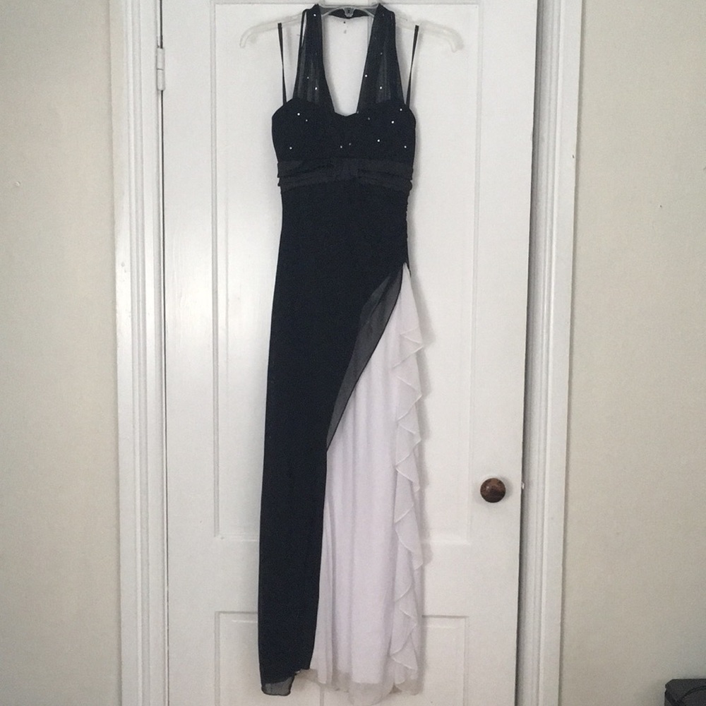 Black and gray prom dress